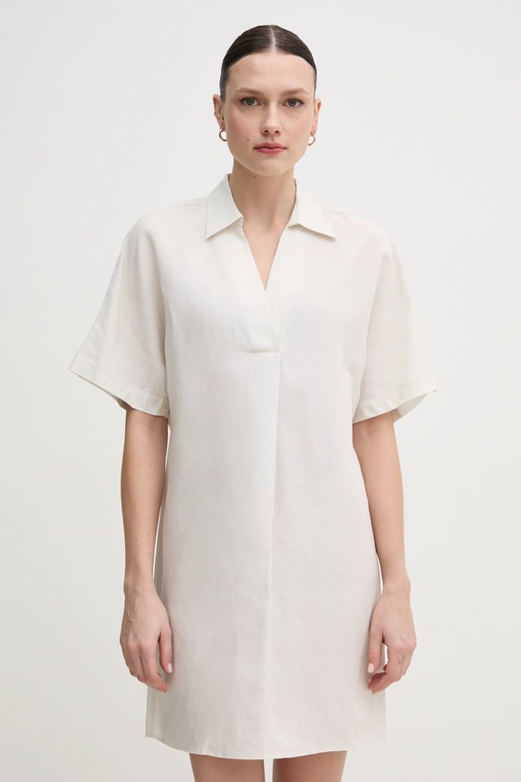 Φόρεμα από λινό μείγμα Calvin Klein casual μπεζ K20K208382