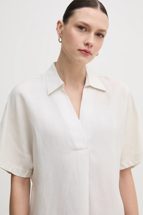 Φόρεμα από λινό μείγμα Calvin Klein μπεζ K20K208382