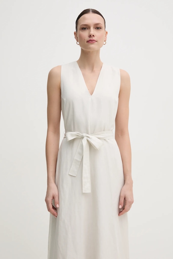 Φόρεμα από λινό μείγμα Calvin Klein K20K208424 μπεζ SS25