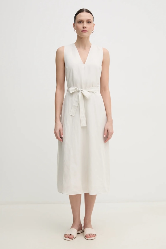 Φόρεμα από λινό μείγμα Calvin Klein μπεζ K20K208424