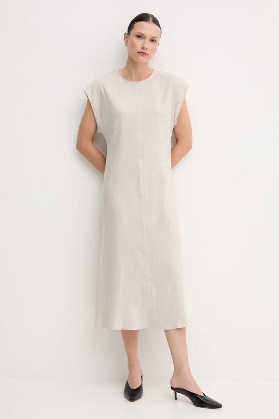 Ρούχα Λινό φόρεμα Calvin Klein LV044B041G μπεζ