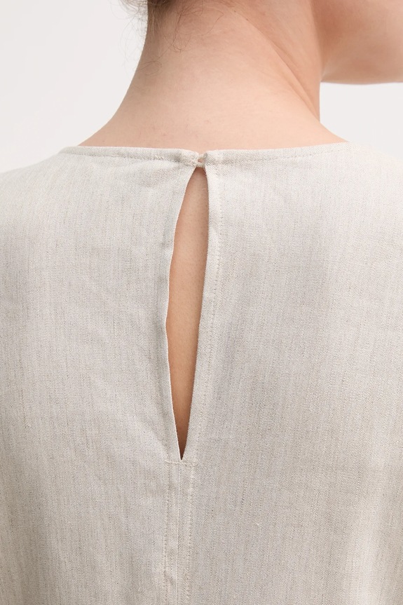 Λινό φόρεμα Calvin Klein μπεζ LV044B041G