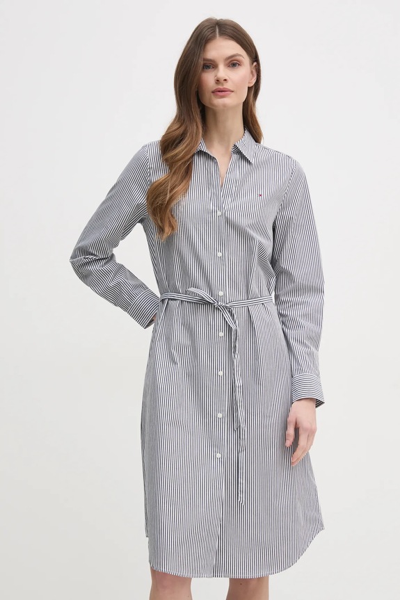 Šaty Tommy Hilfiger bavlna biela WW0WW45581