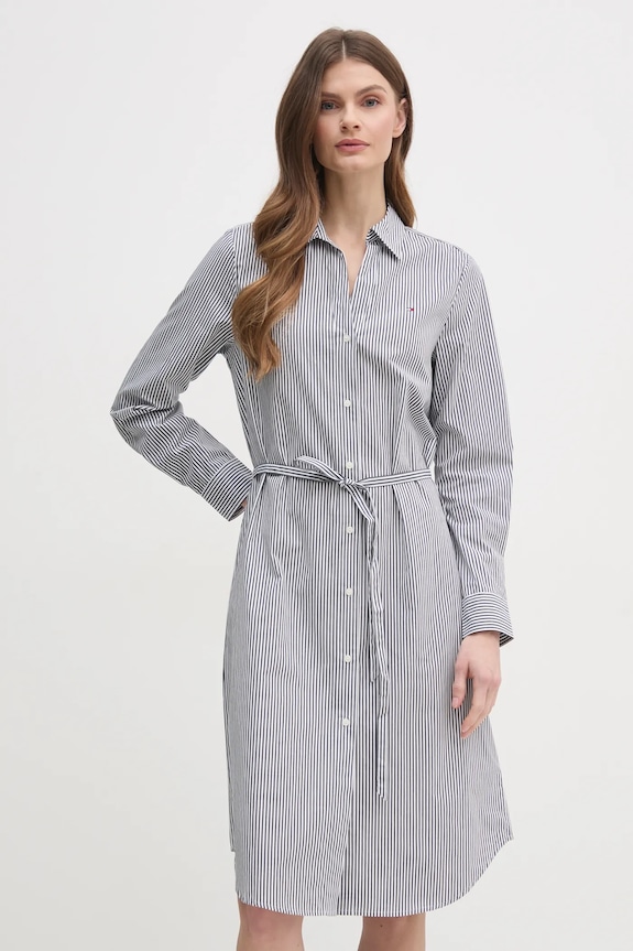 Šaty Tommy Hilfiger bavlna biela WW0WW45581