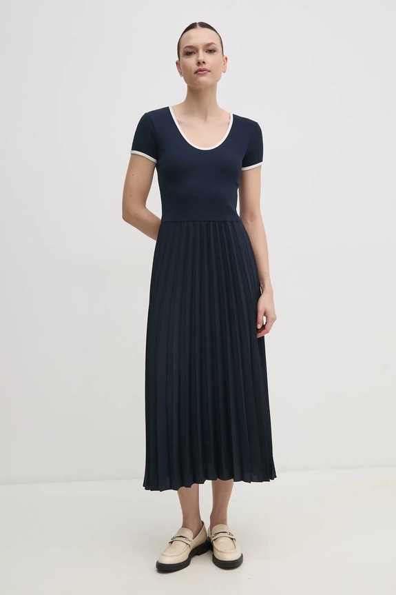 Šaty Tommy Hilfiger s elastanom tmavomodrá WW0WW44618