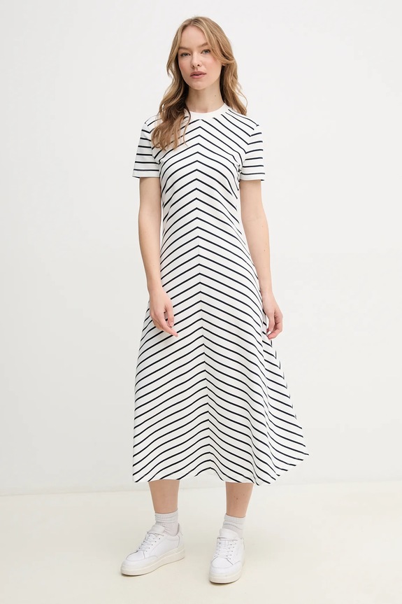 Bavlněné šaty Tommy Hilfiger midi bílá WW0WW44547