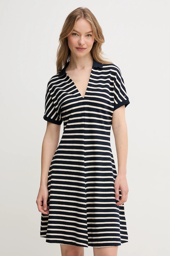 Šaty Tommy Hilfiger pásiky tmavomodrá WW0WW44513