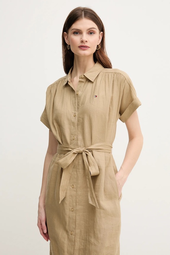 Tommy Hilfiger rochie din in verde WW0WW44653