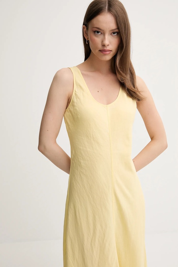 Tommy Hilfiger sukienka lniana żółty WW0WW46171