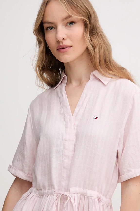 Tommy Hilfiger sukienka lniana różowy WW0WW44672