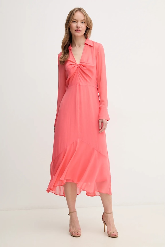 Dkny sukienka midi pomarańczowy DD5G1H49