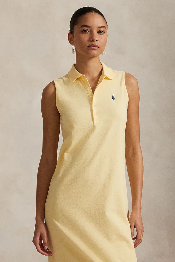 Ρούχα Βαμβακερό φόρεμα Polo Ralph Lauren 211968292 κίτρινο