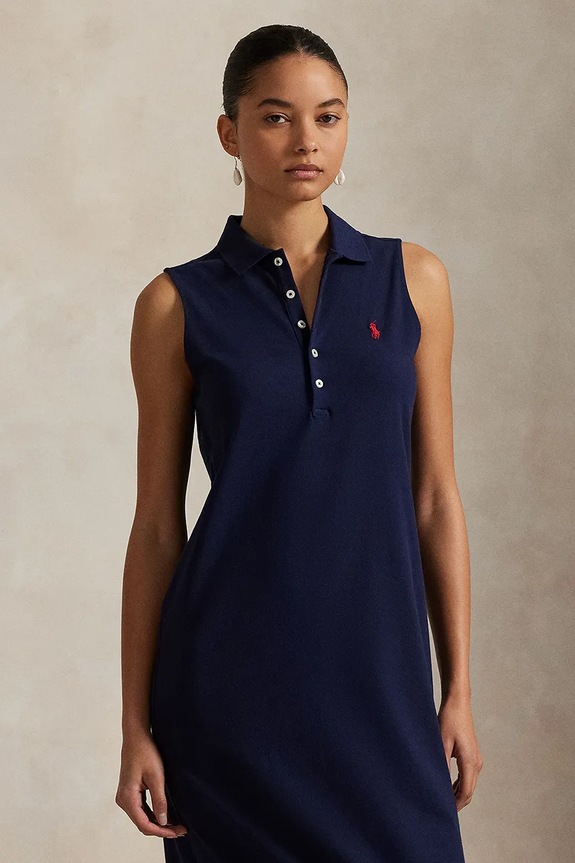Ρούχα Βαμβακερό φόρεμα Polo Ralph Lauren 211968292 σκούρο μπλε