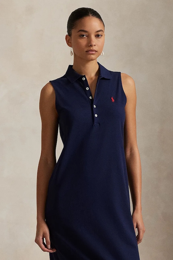 Ρούχα Βαμβακερό φόρεμα Polo Ralph Lauren 211968292 σκούρο μπλε