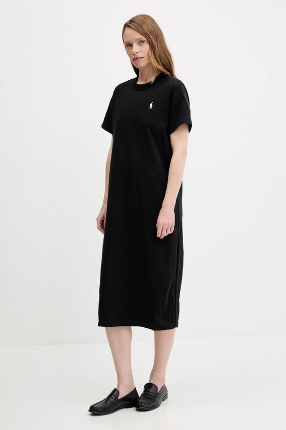 Bavlněné šaty Polo Ralph Lauren 211971066 černá SS25