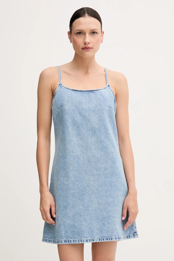 Jeans obleka Calvin Klein Jeans Mini modra J20J225173