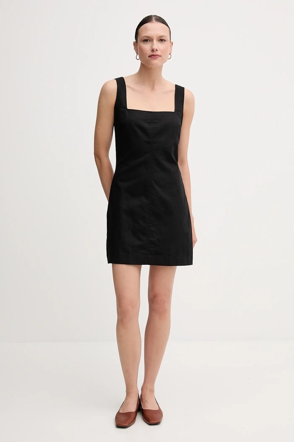 Haljina s dodatkom lana Calvin Klein Jeans J20J225277 crna SS25