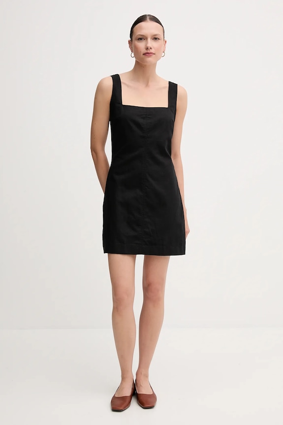 Haljina s dodatkom lana Calvin Klein Jeans J20J225277 crna SS25
