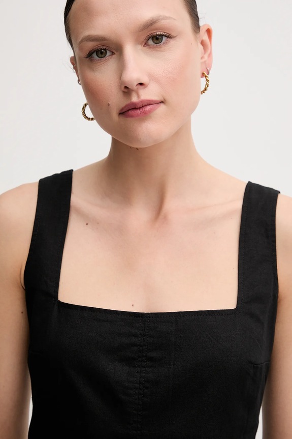 Haljina s dodatkom lana Calvin Klein Jeans crna J20J225277