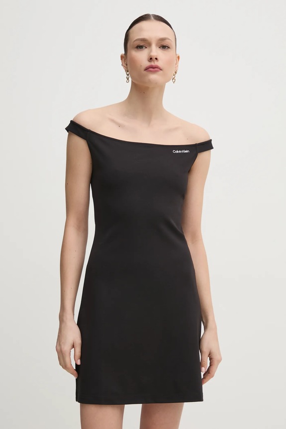 Šaty Calvin Klein Jeans pletenina čierna J20J225541