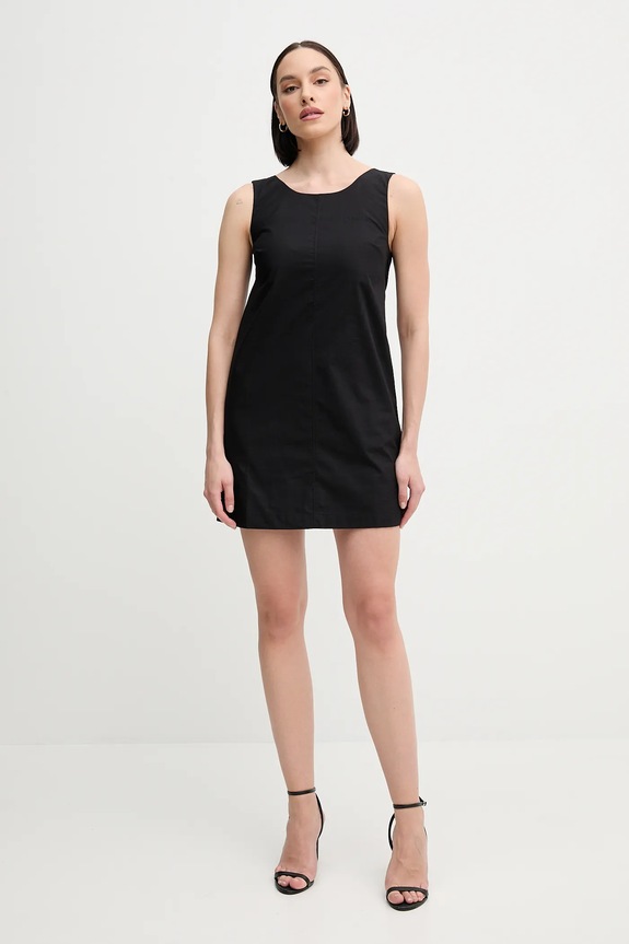 Βαμβακερό φόρεμα Calvin Klein Jeans LV047AB000 μαύρο SS25