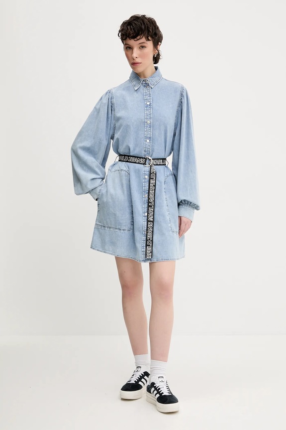 Хлопковое платье Karl Lagerfeld Jeans A2W13022 голубой SS25