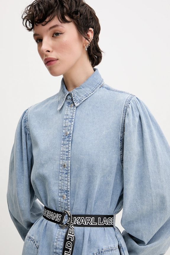 Хлопковое платье Karl Lagerfeld Jeans голубой A2W13022