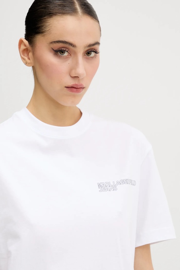 Bavlnené šaty Karl Lagerfeld Jeans biela A2W13036