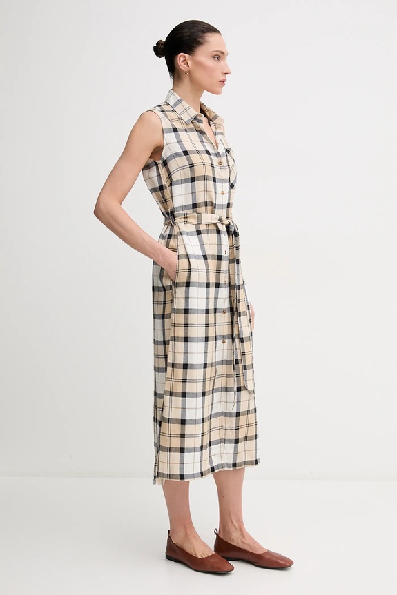Ruházat Barbour ruha vászonkeverékből Agnes LDR0890SN51 bézs