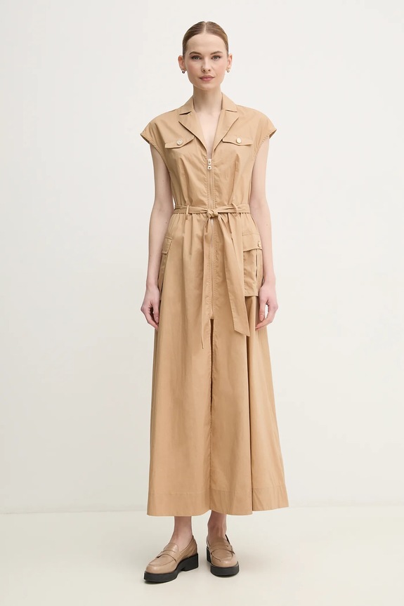 Gaudi vestito in cotone maxi beige 511FD15014