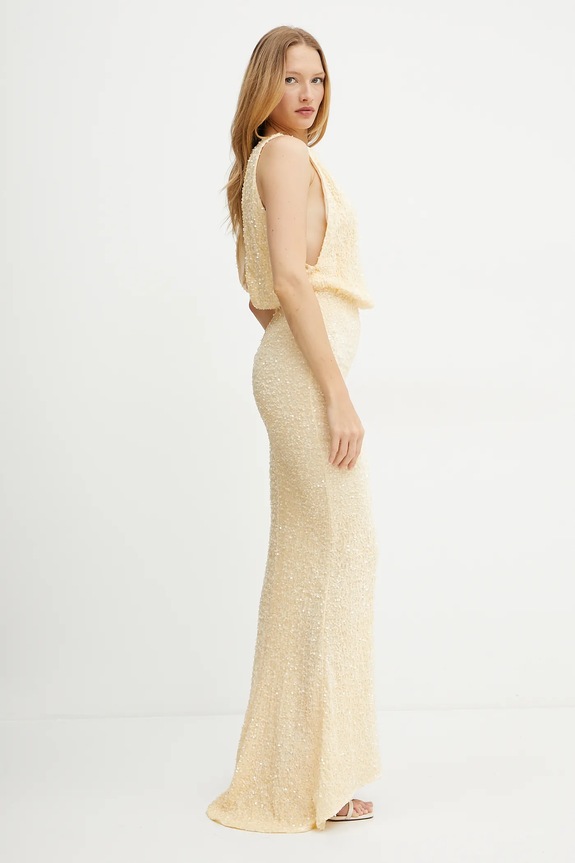 Elisabetta Franchi bársony ruha ABR5252E2 sárga SS25