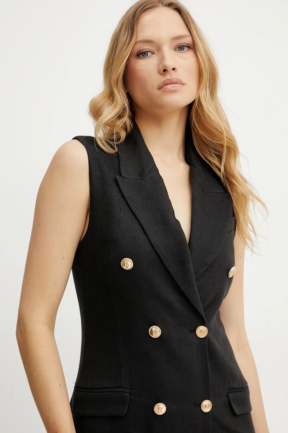 Elisabetta Franchi sukienka lniana czarny AB85352E2