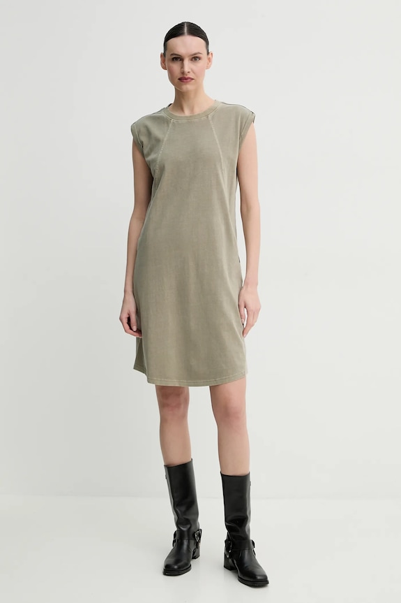 G-Star rochie din bumbac mini verde D26081.C756