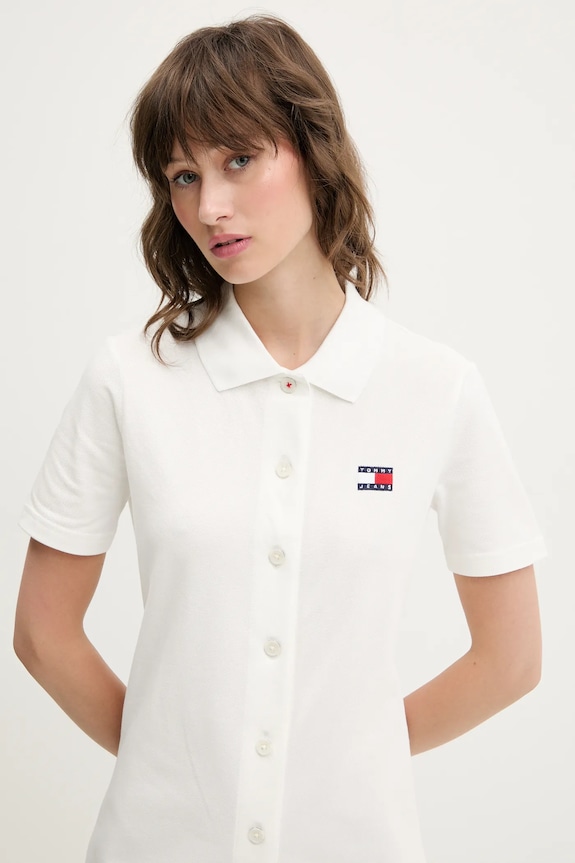 Šaty Tommy Jeans DW0DW20302 bílá