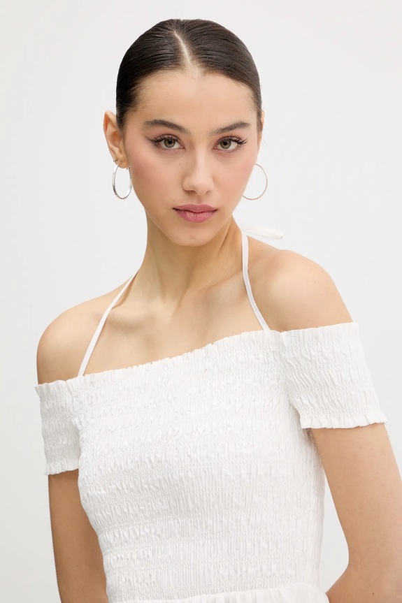 Βαμβακερό φόρεμα Tommy Jeans λευκό DW0DW20343