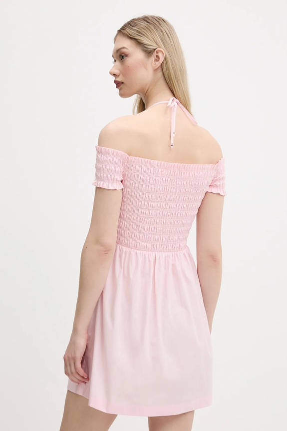 Ρούχα Βαμβακερό φόρεμα Tommy Jeans DW0DW20343 ροζ