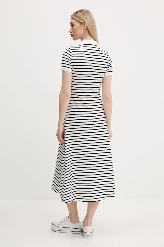 Odzież Tommy Jeans sukienka rozkloszowana bawełniana z elastanem DW0DW20383 biały