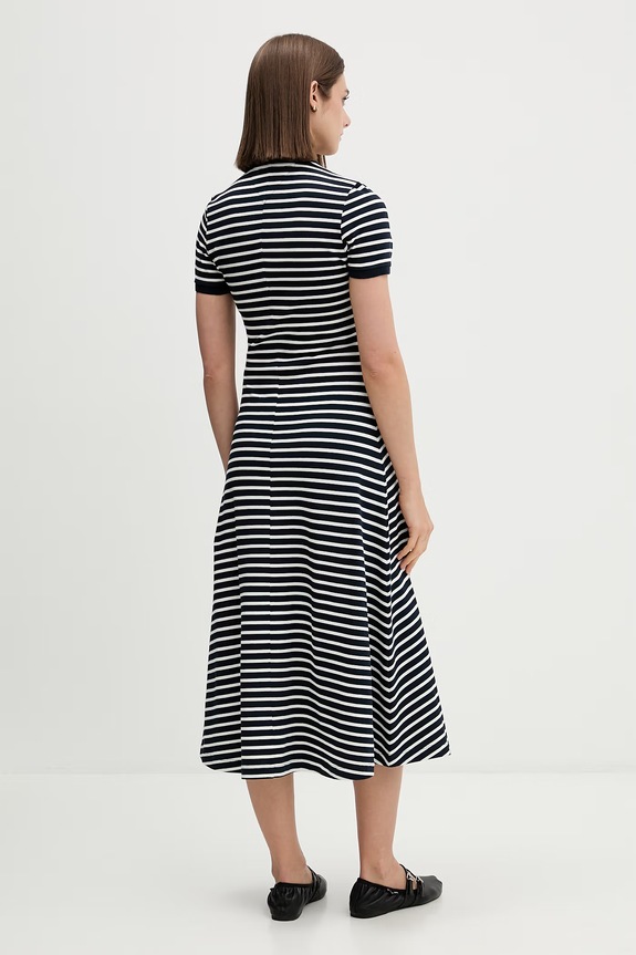 Odzież Tommy Jeans sukienka rozkloszowana bawełniana z elastanem DW0DW20383 granatowy