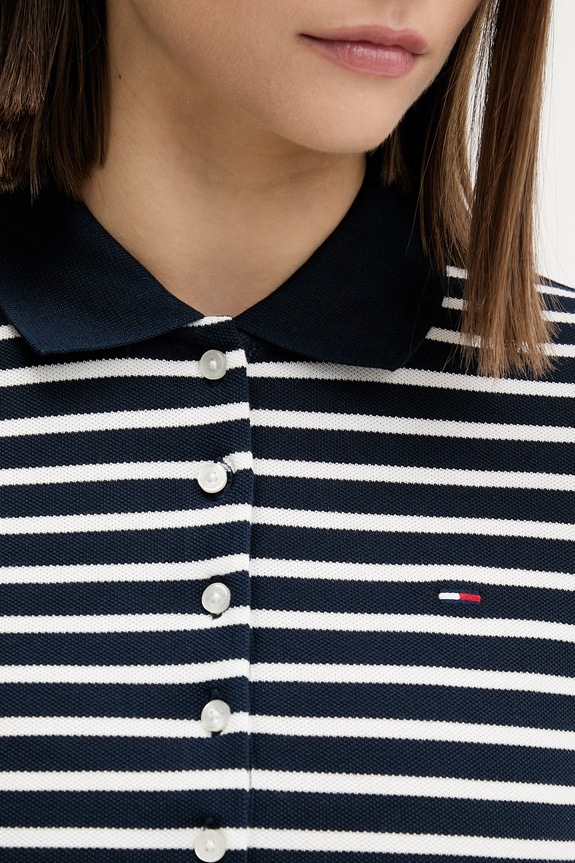 Tommy Jeans sukienka rozkloszowana bawełniana z elastanem DW0DW20383 granatowy