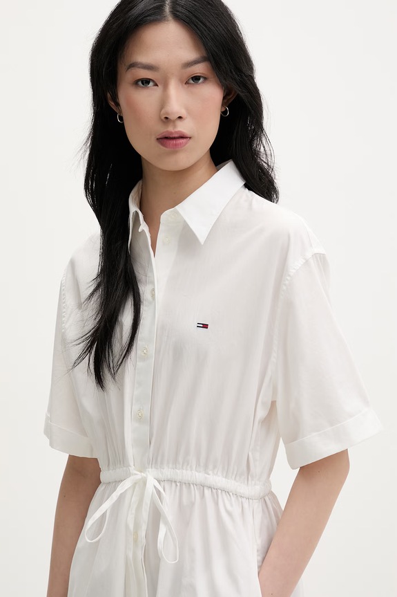 Tommy Jeans haljina u stilu košulje od pamuka bež DW0DW20617