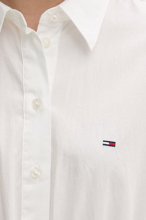 Tommy Jeans haljina u stilu košulje od pamuka DW0DW20617 bež