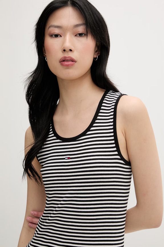 Tommy Jeans rochie bodycon din bumbac cu elastan negru DW0DW20674