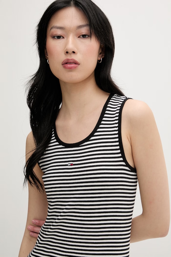 Tommy Jeans rochie bodycon din bumbac cu elastan negru DW0DW20674