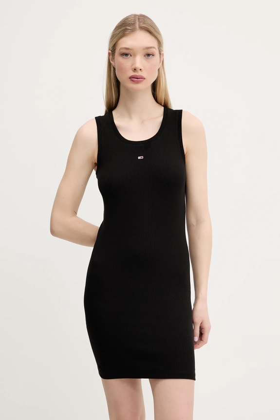 Tommy Jeans priliehavé šaty bavlnené s elastanom s elastanom čierna DW0DW20674