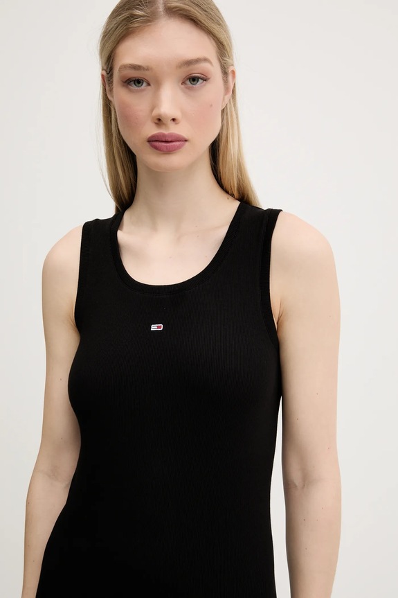 Tommy Jeans priliehavé šaty bavlnené s elastanom čierna DW0DW20674