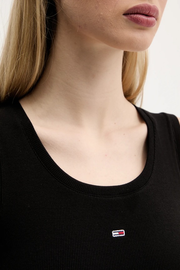 Tommy Jeans priliehavé šaty bavlnené s elastanom DW0DW20674 čierna
