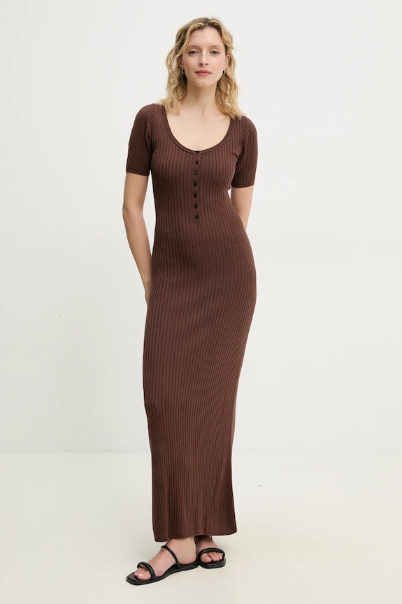 Herskind sukienka z domieszką jedwabiu Mira casual brązowy 5536106