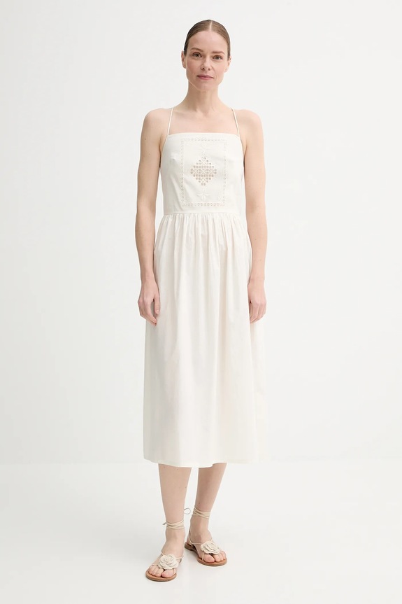 Sessun vestito in cotone midi beige 25205005