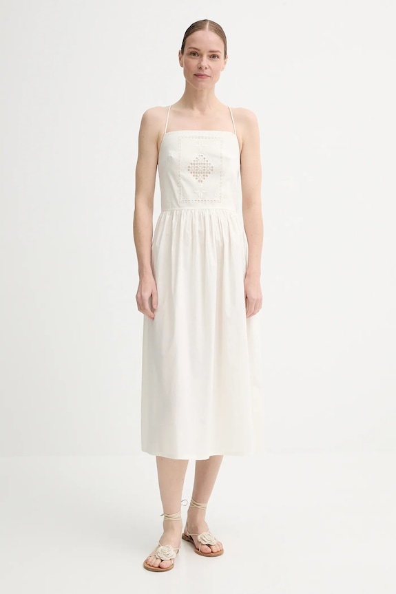 Sessun vestito in cotone midi beige 25205005