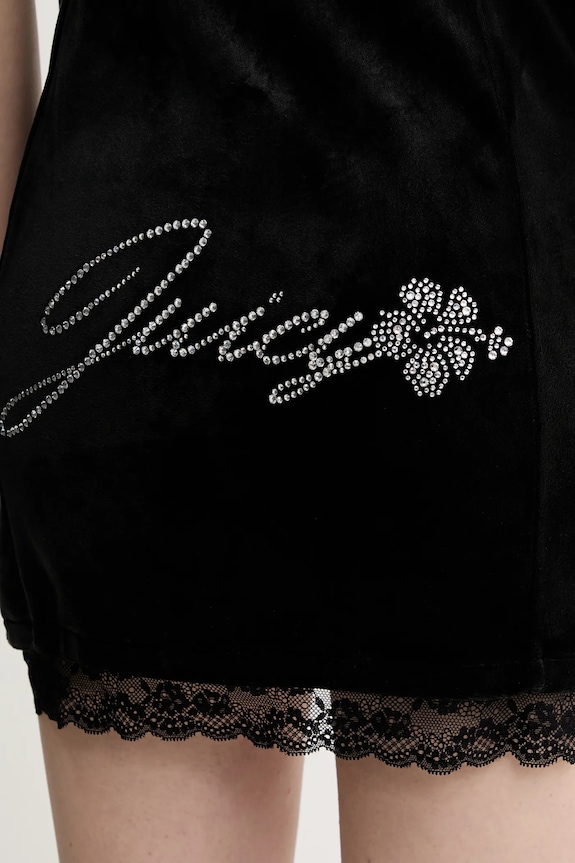 Кадифена рокля Juicy Couture JUICY HIBISCUS CRYSTAL JCWED125337 черен